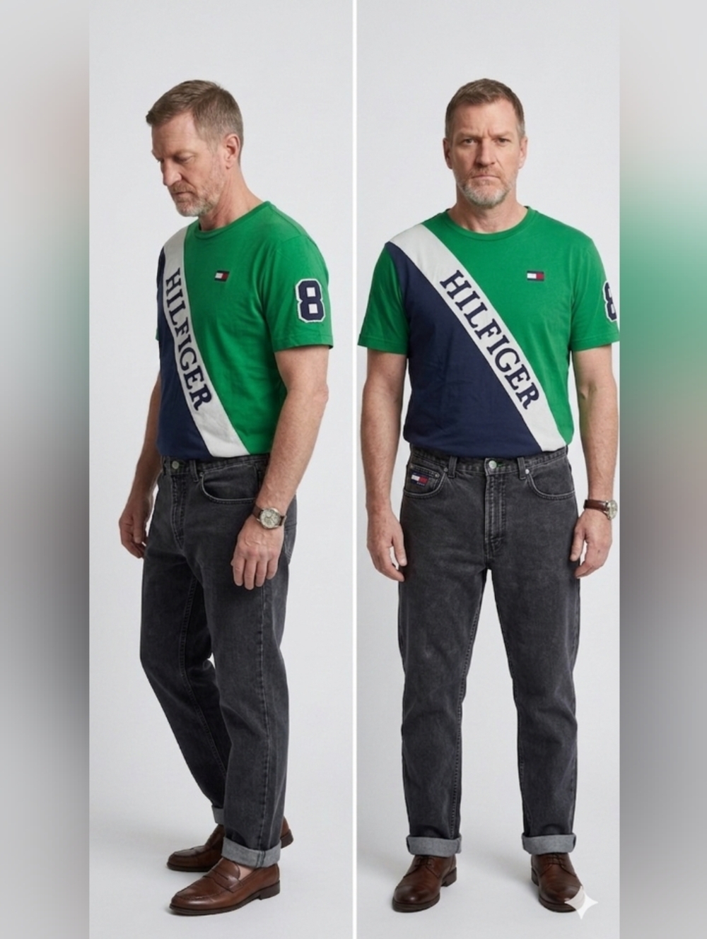 Tommy Hilfiger Green and Navy Short Sleeve Tee